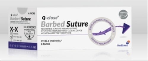 Q-close PDS Barbed Absorbable Polydioxanone Surgical Suture – USP 2-0 – 30 cm – Violet – 1/2 Circle Non-Cutting Taper Point 26 mm Needle (Box of 6)