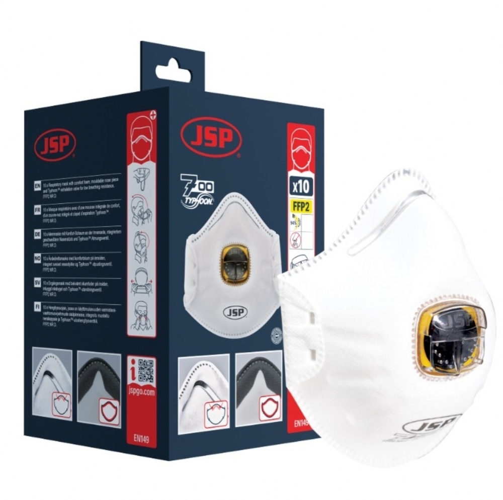 JSP Spirotek 725 Typhoon™ Valved FFP2V Disposable Mask – Box of 10