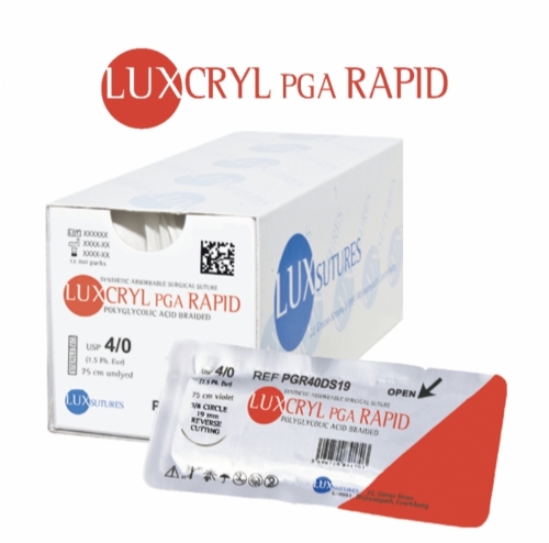 LUXCRYL PGA Rapid Absorbable Braided Surgical Suture – USP 0 – 90 cm – Undyed – HRT 36 (36 mm) Reverse Cutting Taper Needle (Box of 12)