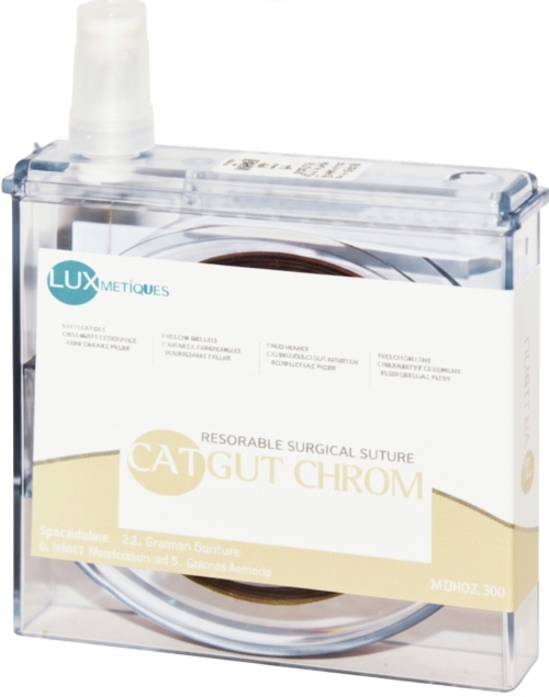 LuxSutures CATGUT CHROM Veterinary Absorbable Surgical Suture – USP 4 – 25 cm – Brown – Cassette (1 Pc.)