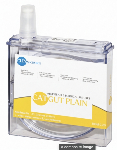 LuxSutures CATGUT PLAIN Veterinary Absorbable Surgical Suture – USP 4 – 30 cm – Beige – Cassette (1 Pc.)