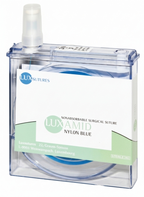 LuxSutures LUXAMID Nylon Veterinary Non-Absorbable Surgical Suture – USP 4/0 – 100 cm – Blue – Cassette (1 Pc.)