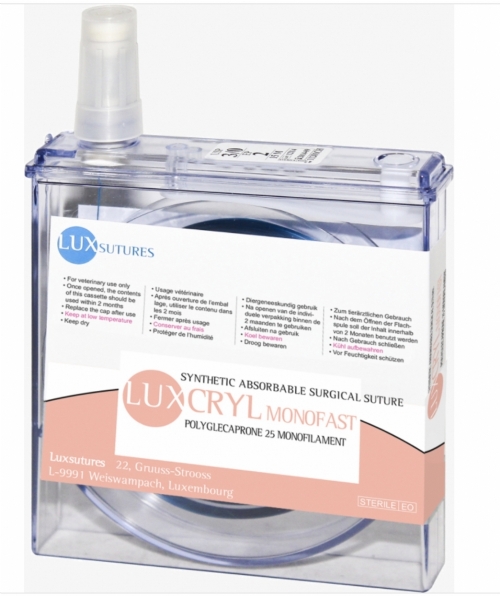 LuxSutures LUXCRYL MONOFAST Absorbable Veterinary Surgical Suture – USP 2 – Violet – Poliglecaprone 25 Monofilament Suture – 50 cm (1 pc)