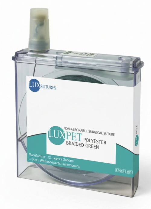 LuxSutures LUXPET POLYESTER Braided Green Veterinary Non-Absorbable Surgical Suture – USP 6 – 40 cm – Green – Cassette (1 Pc.)