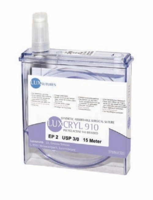 LuxSutures LUXCRYL PGA PLUS Absorbable Veterinary Surgical Suture – USP 3/4 – Violet – Polyglycolic Acid Braided Suture with Liquid (1 pc)