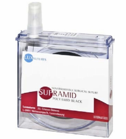 LuxSutures SUPRAMID Black Veterinary Pseudo-Monofilament Suture – WITHOUT Solution (Dry) – USP 7 – 30 cm – Black (1 Pc.)