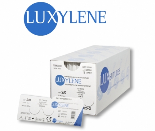LUXSUTURES® LUXYLENE POLYPROPYLENE NON-ABSORBABLE MONOFILAMENT SURGICAL SUTURE – USP 4/0 – 90 CM – 2 × HR 20 ROUND BODIED TAPER POINT NEEDLES (BOX OF 12)