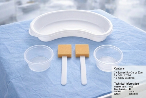 Sterile Prep Pack 2 with Sponge Sticks – Medical Procedure Preparation Pack (Latex-Free)