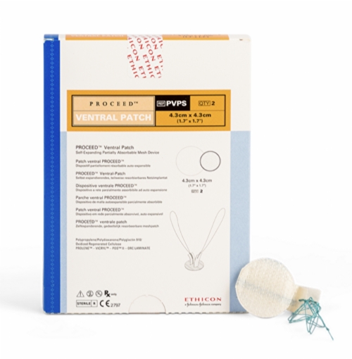 Ethicon PROCEED™ Ventral Patch Composite Absorbable Surgical Mesh – 4.3 cm × 4.3 cm – Small – Hernia Mesh & Fixation – PVPS (Box of 2)