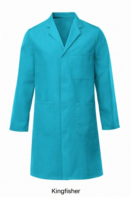 Lab Coat Stud Fastening - 100% Cotton - Kingfisher