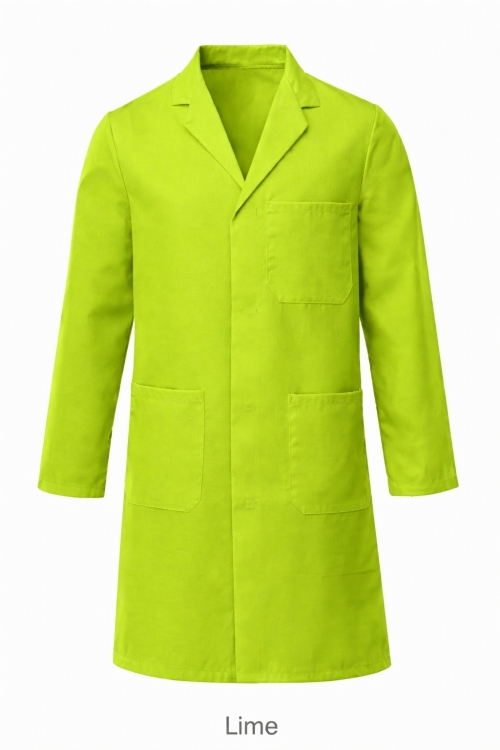 Lab Coat Stud Fastening - 100% Cotton - Lime