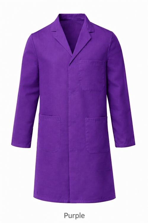Lab Coat Stud Fastening - 100% Cotton - Purple