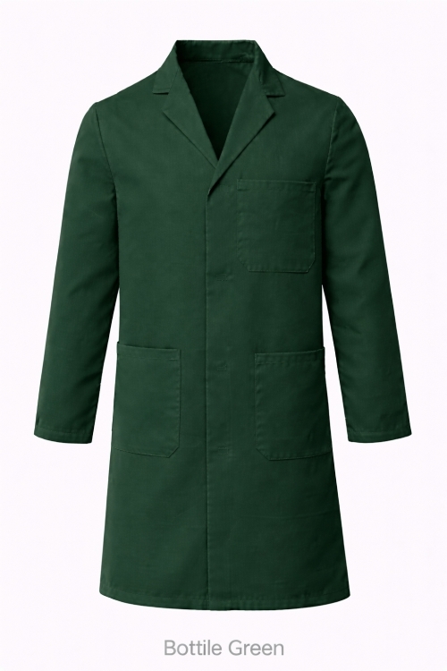 100% Cotton Drill Lab Coat - Button Fastening - Bottle Green