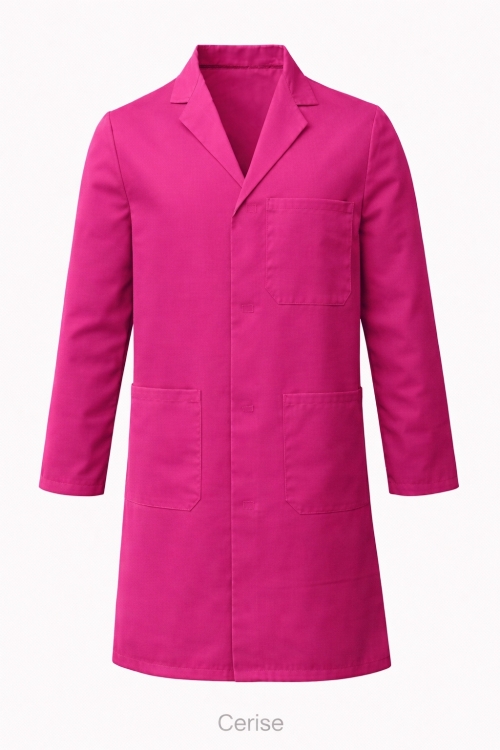 100% Cotton Drill Lab Coat - Button Fastening - Cerise