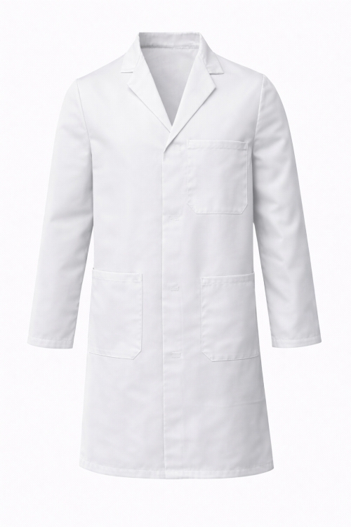 100% Cotton Drill Lab Coat - Button Fastening - White