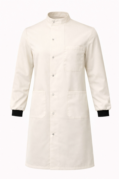 Howie Coat Stud Fastening Rib Cuff - 100% Cotton - Ivory