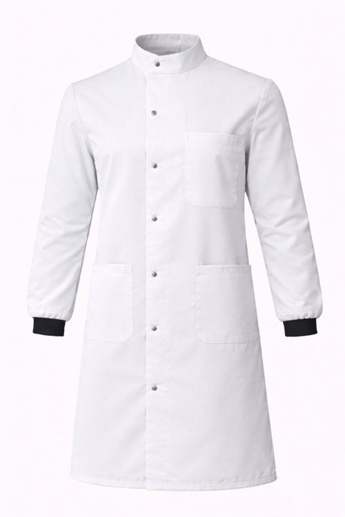 Howie Coat Stud Fastening Rib Cuff - 100% Cotton - White