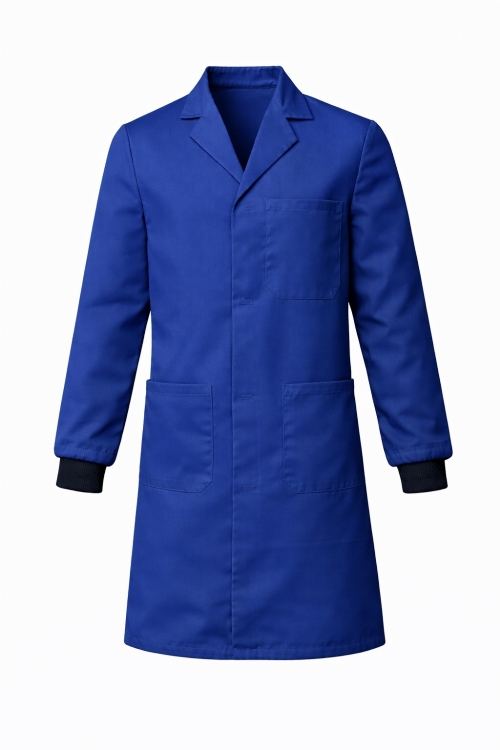 Lab Coat Stud Fastening Rib Cuff - 100% Cotton - Royal Blue