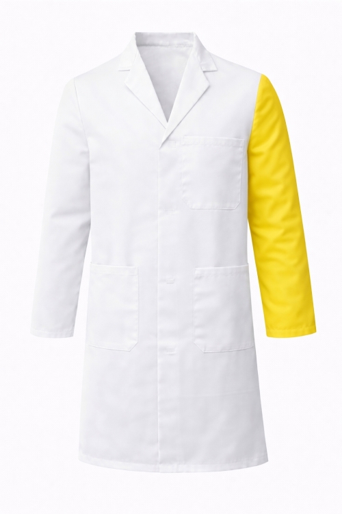 100% Cotton Drill Lab Coat - Mental Health First Aider Identification (Yellow Sleeve)