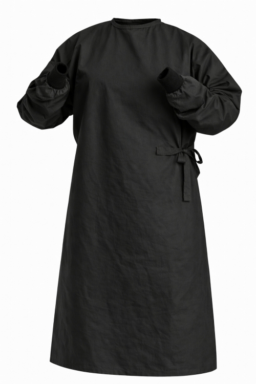 Reusable Surgical Gown - 100% Cotton - Black